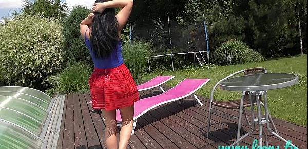  Fresh air for the pussy 4K No Panties Short Skirt in Garden